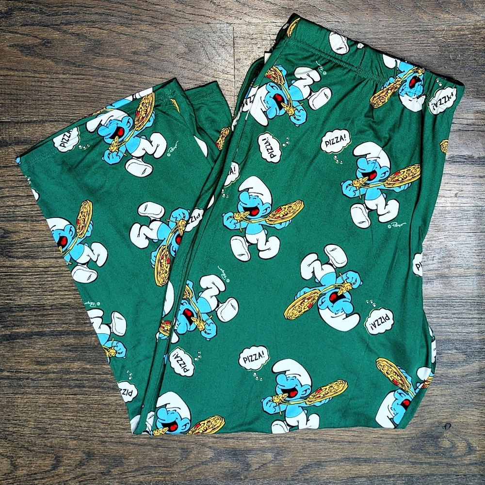 🔥LAST XL Smurf Pizza Mens Pajama Pants Joggers NEW